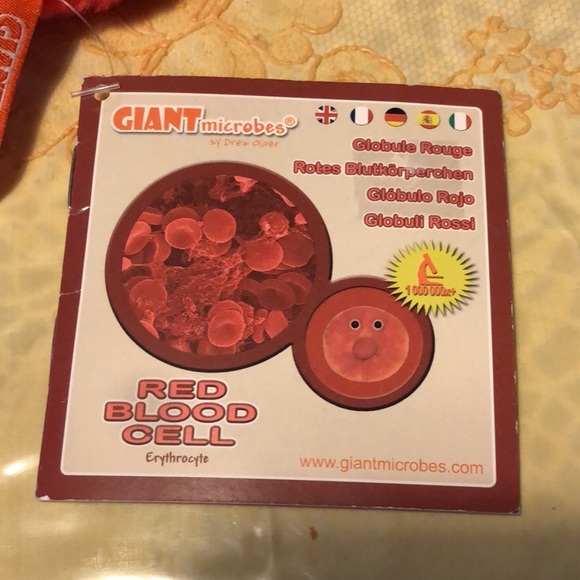 Giant Microbe Red Blood Cell Plush Toy - Picture 2 of 2